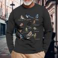 Garden Birds Bird Drawing Bird Blue Tit Robin Langarmshirts Geschenke für alte Männer