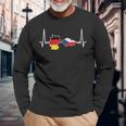 German Czech Flag Heart Lineintage Langarmshirts Geschenke für alte Männer