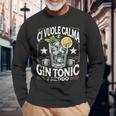 Gin Tonic Ciuole Calma E Gin Tonic Freddo Barista Maglietta a maniche lunghe Regalos para ancianos