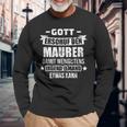 Gott Erschuf Den Maurer Construction Site Langarmshirts Geschenke für alte Männer