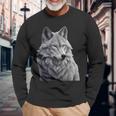 Grauer Wolf Langarmshirts Geschenke für alte Männer