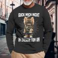 Guck Mich Nicht In Diesem Ton An Katze Anrüvt Langarmshirts Geschenke für alte Männer