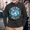Guess What Week It Is Shark Joke Retro Vintage Ocean Long Sleeve T-Shirt Gifts for Old Men