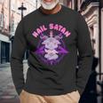 Hail Satan Death Metal I Pentagramma Satanico Baphomet Maglietta a maniche lunghe Regalos para ancianos