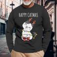 Happy Catmas Lustiges Weihnachts Katze Christmas Tree Langarmshirts Geschenke für alte Männer