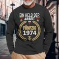 Held Der Arbeit Onostalgia 50Th Birthday 1974 Ddr Langarmshirts Geschenke für alte Männer