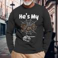 He's My Boo Spider Skull Matching Halloween Pajama Couples Long Sleeve T-Shirt Gifts for Old Men