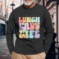Hugs & High Fives Lunch Lady Vibes School Appreciation Long Sleeve T-Shirt Gifts for Old Men
