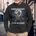 Human By Chance Alpha By Choice Cool Alpha Wolf Meme Long Sleeve T-Shirt Gifts for Old Men