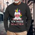 Ich Hasse Menschen Unicorn Langarmshirts Geschenke für alte Männer