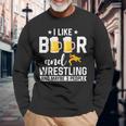 Ich Mag Bier Und Wrestling Und Mag 3 Leute Wrestler Coach Langarmshirts Geschenke für alte Männer