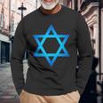 Israel Flag Small Star Of David Judaism Hexagram Symbol Langarmshirts Geschenke für alte Männer