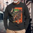 Japanese Green Frog Ninja Samurai Katana Sword Maglietta a maniche lunghe Regalos para ancianos