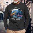 Just A Boy Who Loves Trains Treni Treno Ferrovia Maglietta a maniche lunghe Regalos para ancianos