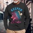 Keeper Of The Gender Baseball Or Bows Gender Reveal Party Long Sleeve T-Shirt Gifts for Old Men