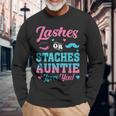 Lashes Or Staches Auntie Loves You Gender Reveal Family Part Long Sleeve T-Shirt Gifts for Old Men