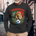 Leone E Bandiera Squadra Di Calcio Del Marocco Fan Maglietta a maniche lunghe Regalos para ancianos