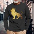 Leone Re Corona Oro Per Uomo-Cool Ragazzi Camicie Leone Maglietta a maniche lunghe Regalos para ancianos