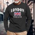 Londra Inghilterra Inglese Bandiera Britannica Unione Jack Maglietta a maniche lunghe Regalos para ancianos