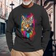 Lynx Illustrazione Con Motivo Di Animali Colorati Lince Maglietta a maniche lunghe Regalos para ancianos