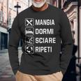 Mangia Dormire Sciare Regalo Divertente Per Gli Sciatori Maglietta a maniche lunghe Regalos para ancianos