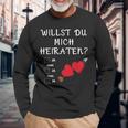 Marriage Proposal Willst Du Mich Marrieaten Wedding Proposal Langarmshirts Geschenke für alte Männer