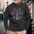 Misticismo Flores Luna Pintura Damas Fases De La Luna Camiseta de manga larga Regalos para ancianos