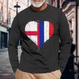 Mitad Inglés Mitad Francesa Las Banderas En Corazon Genial Camiseta de manga larga Regalos para ancianos