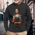Mona Lisa Con Grafica Leggera Del Dito Medio Maglietta a maniche lunghe Regalos para ancianos