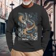 Motif Dragon Japonais Tokyo D'inspiration Asiatique Rétro 80 T-shirt à manches longues Cadeaux pour les vieillards