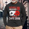Nivel 18 Desbloqueado 18 Años Cumpleaños Gamer 18 Años Camiseta de manga larga Regalos para ancianos