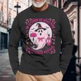 October We Wear Pink Ghost Halloween Pumpkins Breast Cancer Long Sleeve T-Shirt Gifts for Old Men
