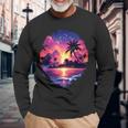 Ozean Sonnenuntergang Tropische Palmen Strand Und Ozean Langarmshirts Geschenke für alte Männer