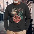 Panther Rose American Tradizionale Tatuaggio Inchiostro Old School Maglietta a maniche lunghe Regalos para ancianos
