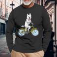 Pastore Svizzero Bianco Cane Con Bicicletta Maglietta a maniche lunghe Regalos para ancianos