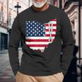 Patriotic American Flag Ohio State 4Th Of July Long Sleeve T-Shirt Gifts for Old Men