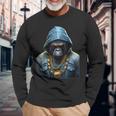 Rapper Gorilla I Retro Hip Hop I Gorilla Hip Hop Gangster Langarmshirts Geschenke für alte Männer