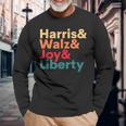 Retro Harris Walz Waltz 2024 Harris Walz Joy Liberty Long Sleeve T-Shirt Gifts for Old Men