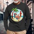 Santa Claus Reindeer Beach Swimming Trunks Palm Trees Christmas Langarmshirts Geschenke für alte Männer