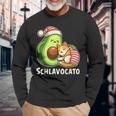 Schlavocato Official Sleep Pyjamas Sleep Avocado Cat Langarmshirts Geschenke für alte Männer