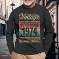 Settembre 1974Intage Maglia 50 Compleanno Anni Uomo Maglietta a maniche lunghe Regalos para ancianos