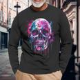 Skeleton Skull Biker Rocker Skull Punk Rock Langarmshirts Geschenke für alte Männer