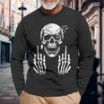 Skull Skeleton Middle Finger Adult Humour F You Langarmshirts Geschenke für alte Männer