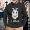 Srbija Serbia Flag Serbian Double Eagle Langarmshirts Geschenke für alte Männer