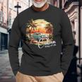 Sunset Cuba Oldtimer Palm Trees Retrointage Summer Langarmshirts Geschenke für alte Männer