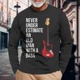 Never Underestimate An Old Man With A Bass For Men Maglietta a maniche lunghe Regalos para ancianos
