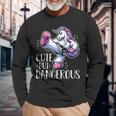 Unicorn Cute But Dangerous Maglietta a maniche lunghe Regalos para ancianos