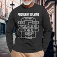 Uomini Problem Solving Chart Diagramma Di Flusso Geek Nerd Divertente Regalo Maglietta a maniche lunghe Regalos para ancianos