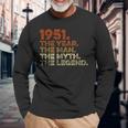 Uomo Compleanno Regalointage 1951 Year Man Myth Legend Maglietta a maniche lunghe Regalos para ancianos