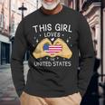 Usa Flag American Flag Heart Slogan America Usa Langarmshirts Geschenke für alte Männer